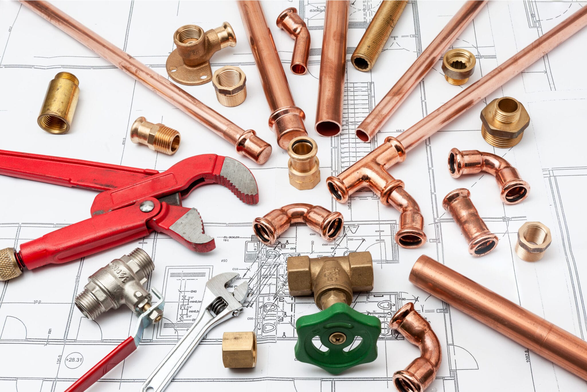Copper pipe fittings and plumbing parts for Lake Worth Beach, Florida repairs