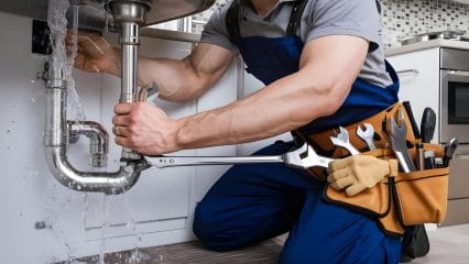Technician using electronic equipment to detect a plumbing leak in Lake Worth Beach